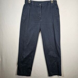 LL Bean Womens Navy Blue 100% Cotton Chino Pants Straight Leg Size 10 Reg GSX7